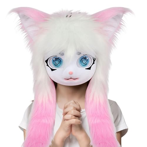 Ocastuted Pelzige Tierköpfe – Tier-Katzenkopf-Maske mit großen Augen, langes Haar, realistisches Kostümzubehör, Cosplay-Requisiten für Theateraufführungen, Halloween, Party, Maskerade Ocastuted Pelzige Tierköpfe – Tier-Katzenkopf-Maske mit großen Augen, langes Haar, realistisches Kostümzubehör, Cosplay-Requisiten für Theateraufführungen, Halloween, Party, Maskerade von Ocastuted