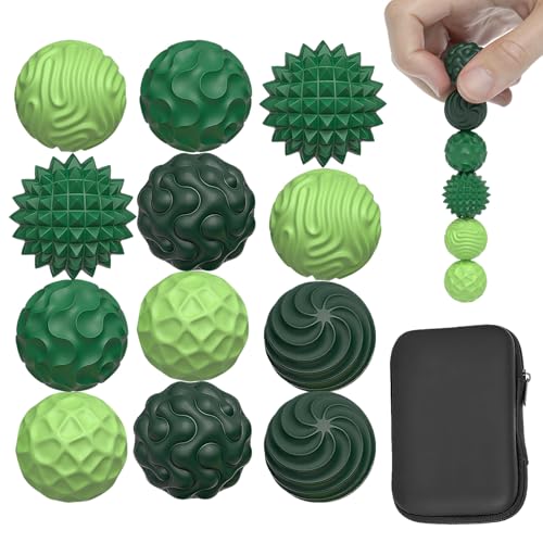 12 Stück Magnetische Fidget Toys,Magnetkugeln Stressball Silikon Sensorik Spielzeug,Magnetische Kugeln,Anti-Stress Fidget Toys für Angst,Sensory Toy (Grün) von Occupaternm