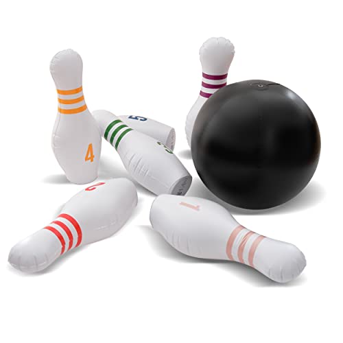 Ocean 5 Aufblasbares riesen Bowling-Spiel | Bowling Set für Kinder | 1 Bowling Ball mit sechs 68,5cm hohen Bowlingkegeln | inklusive Pumpe und Reparaturflicken | aufblasbares Kegelspiel | Outdoor Game von Ocean 5