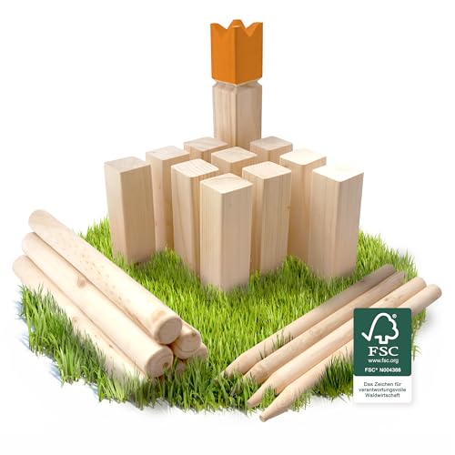 Ocean 5 Kubb - Original Wikinger Wurfspiel für Draußen - Holz Schach Kegel Spiel aus Skandinavien - Das Geschicklichkeitsspiel für Den Sommer von Ocean 5