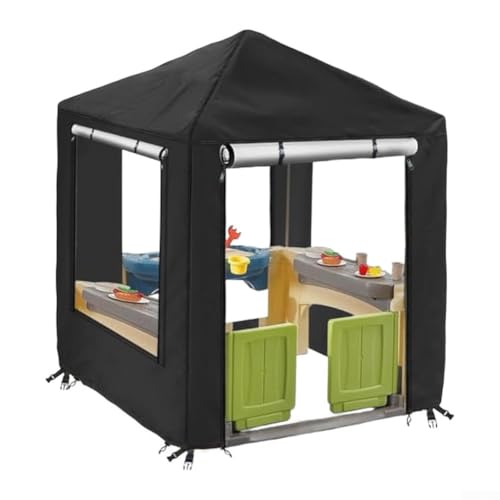Outdoor-Spielhaus-Abdeckung, wasserdichtes Oxford-Gewebe, Kinder-Spielhaus-Schutzhülle mit Reißverschlüssen und verstellbarer Darwstring, 142,2 x 142,2 x 152,9 cm (schwarz) von Oceanlend
