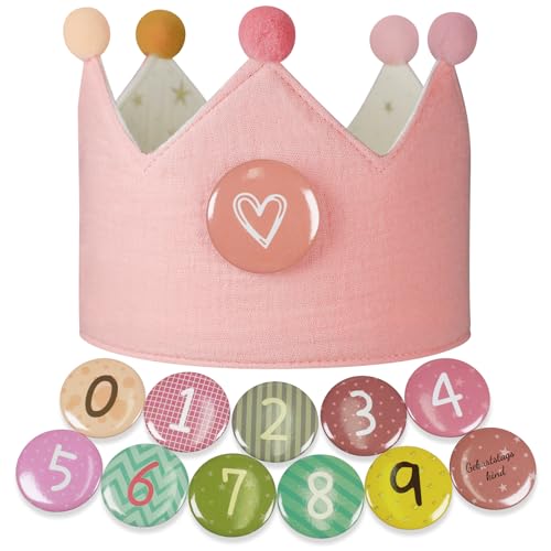 Ochomasun Geburtstagskrone Musselin -Umkehrbar Geburtstagskrone Junge & Geburtstagskrone Mädchen, Klettbuttons mit Zahlen von 0-9, Geschenk für Krone Kindergeburtstag Ochomasun Geburtstagskrone Musselin -Umkehrbar Geburtstagskrone Junge & Geburtstagskrone Mädchen, Klettbuttons mit Zahlen von 0-9, Geschenk für Krone Kindergeburtstag von Ochomasun