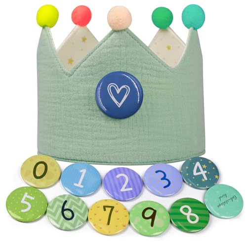 Ochomasun Geburtstagskrone Musselin -Umkehrbar Geburtstagskrone Junge & Geburtstagskrone Mädchen, Klettbuttons mit Zahlen von 0-9, Geschenk für Krone Kindergeburtstag Ochomasun Geburtstagskrone Musselin -Umkehrbar Geburtstagskrone Junge & Geburtstagskrone Mädchen, Klettbuttons mit Zahlen von 0-9, Geschenk für Krone Kindergeburtstag von Ochomasun