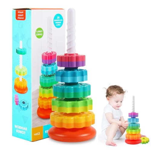 Ockyunoo Stapelspielzeug Regenbogenturm, Stapelspielzeug Regenbogen Turm, Stapelspiel Ab 1 Jahr, Spinning Stapelspielzeug Regenbogen Turm, Kinder Stapelbares Spinning Spielzeug, für Babys ab 1 Jahr Ockyunoo Stapelspielzeug Regenbogenturm, Stapelspielzeug Regenbogen Turm, Stapelspiel Ab 1 Jahr, Spinning Stapelspielzeug Regenbogen Turm, Kinder Stapelbares Spinning Spielzeug, für Babys ab 1 Jahr von Ockyunoo