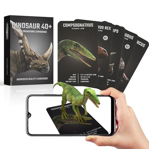 Dinosaurier 4D+ Lernkarten – 20 interaktive Dinosaurier mit 3D-AR, Deutschsprachige App für iOS und Android, VR-Modus, Lernspiel für Kinder ab 5 von Octagon Studio