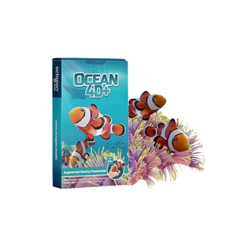Ocean 4D+ Augmented Reality Karten, mit 35 Meerestieren und einer kostenlosen App. Erkunden Sie das Meeresleben in 3D – ideales pädagogisches Geschenk für Kinder ab 5 Jahren, Klassenzimmer von Octagon Studio