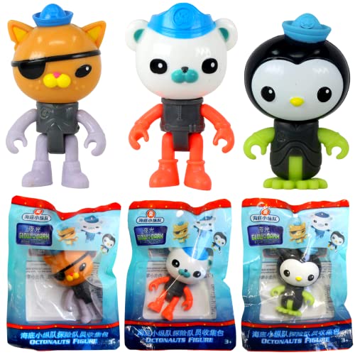 Octonauts GBG01 Glow in Dark Octo Suits 3-teilige Spielzeug-Actionfigur - Captain Barnacles, Kwazi & Peso von Octonauts