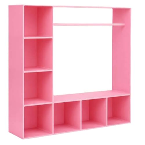 Großpuppengarderobe mit 10 Kleiderbügeln Figuren Kleidung Aufbewahrungsbox (rosa) (a) von Ocuuer