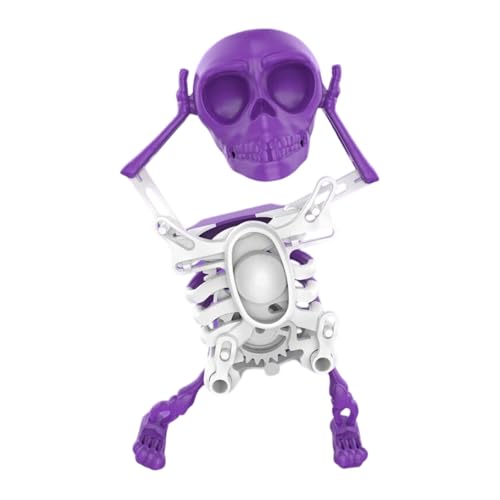 Ocuuer Tanzes Skelettspielzeug Wind Up Skeleton Desktop Frühling Uhrenspielzeug (lila weiß) (lila und weiß) von Ocuuer