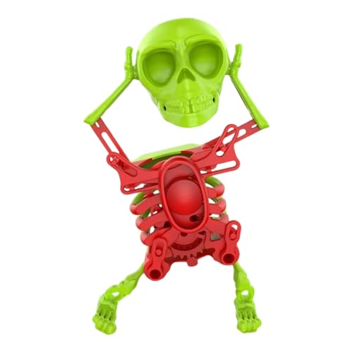 Ocuuer Tanzes Skelettspielzeug Wind Up Skeleton Desktop Spring Uhrwerksspielzeug (grün rot) (grün und rot) von Ocuuer