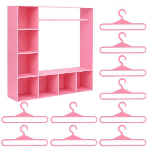 Puppenkleidung Closet Puppenkleidung und Rack Set for Dollhouse Supply (Pink) von Ocuuer