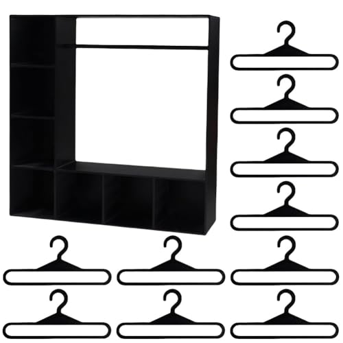 Puppenkleidung Closet Puppenkleidung und Rack Set for Dollhouse Supply (schwarz) von Ocuuer