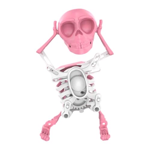 Tanzes Skelettspielzeug Wind Up Skeleton Desktop Frühling Uhrenspielzeug (rosa weiß) (rosa und weiß) von Ocuuer