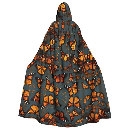 Hexenumhang, Heaps of Orange Monarch Butterflies Print, Kapuzenumhang für Damen, Halloween-Kostüme, Umhang, Hexen-Cosplay-Umhang von OdDdot