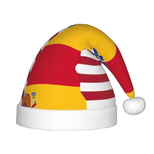 OdDdot Amerikanische Spanien-Flagge Druck Plüsch Santa Hüte, Weihnachten Nikolausmütze, Weihnachtsmütze für Kinder Jahre Kinder Weihnachten Party Gefälligkeiten von OdDdot