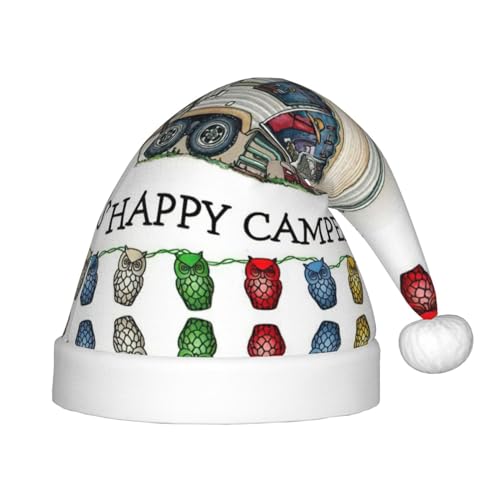 OdDdot Happy Camper Print Plüsch Santa Hüte, Weihnachten Nikolausmütze, Weihnachtsmütze für Kinder Jahre Kinder Weihnachten Party Gefälligkeiten von OdDdot