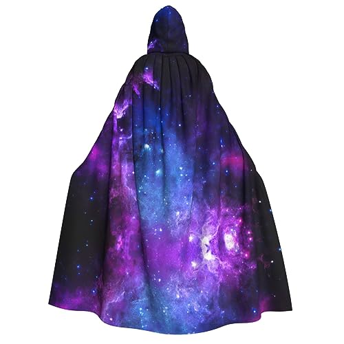 OdDdot Hexenumhang, blauer Galaxie-Druck, Kapuzenumhang für Damen, Halloween-Kostüme, Hexen-Cosplay-Umhang von OdDdot