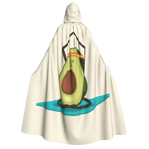 OdDdot Hexenumhang, niedlicher Yoga-Avocado-Druck, Kapuzenumhang für Damen, Halloween-Kostüme, Hexen-Cosplay-Umhang von OdDdot