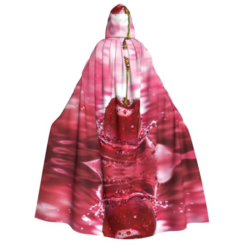 OdDdot Hexenumhang, roter Kirschenaufdruck, Kapuzenumhang für Damen, Halloween-Kostüme, Hexen-Cosplay-Umhang von OdDdot