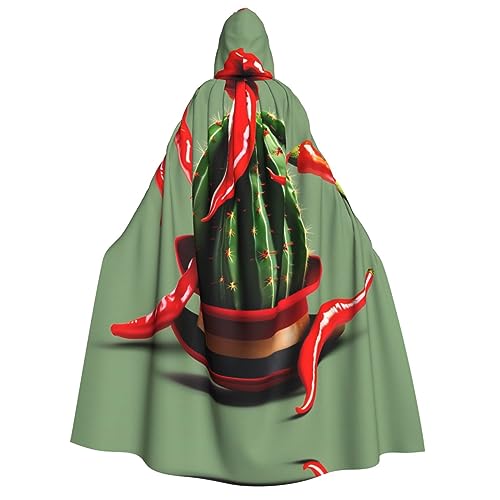 OdDdot Kaktushut und Chili Pfeffer Erwachsene Halloween Kapuzenumhang - Erwachsenen-Umhang, langlebig und bequem, Hexenkostüm für Erwachsene von OdDdot