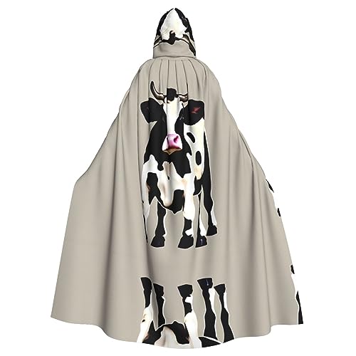 OdDdot Kapuzenumhang für Damen – ideal für Halloween-Kostüme für Erwachsene, Hexen-Cosplay, Motto-Party, Kuh, schwarzer Punkt von OdDdot