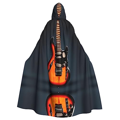 OdDdot Kapuzenumhang für Damen – ideal für Halloween-Kostüme für Erwachsene, Hexen-Cosplay, Motto-Party, orangefarbene E-Gitarren von OdDdot