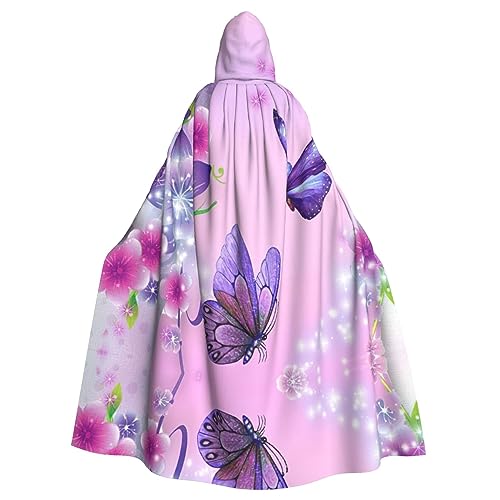 OdDdot Rosafarbener Schmetterlings-Umhang, Erwachsenen-Kapuzenumhang, Hexenkostüm für Damen und Herren, Cosplay-Kostüme von OdDdot