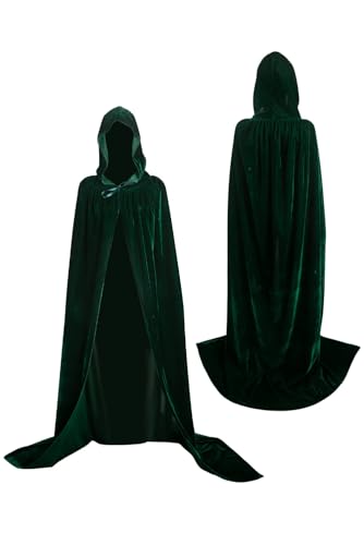 Oddfirm Umhang mit Kapuze, Samt-Umhang, langer Robe, mittelalterlicher Robe, Cosplay-Kostüm für Vampir, Hexe, Zauberer, Magier, Party, Halloween-Kostüm Oddfirm Umhang mit Kapuze, Samt-Umhang, langer Robe, mittelalterlicher Robe, Cosplay-Kostüm für Vampir, Hexe, Zauberer, Magier, Party, Halloween-Kostüm von Oddfirm