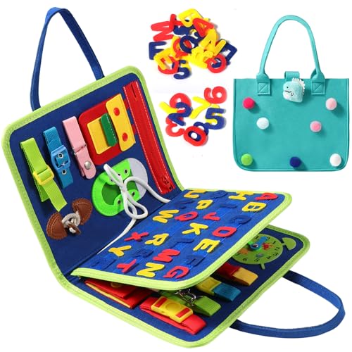 Oderra Busy, Activity Board für Kinder Montessori Spielzeug, Frühpädagogisches Lernspielzeug für Feinmotorik für Kleinkinder, Lernen Grundleben Kleidungsfähigkeiten Motorikbrett von Oderra