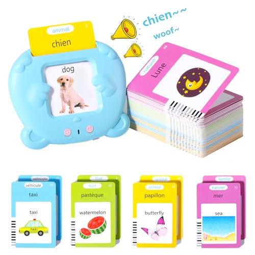 Oderra Französisch sprechende Flash-Karte, Lernkarten mit 224 Wörtern, Lernspielzeug zum Zuhören und Lernen, Geschenk für Kinder, Spielzeug für Kinder 3, 4, 5, 6 Jahre, für Jungen und Mädchen, Blau Oderra Französisch sprechende Flash-Karte, Lernkarten mit 224 Wörtern, Lernspielzeug zum Zuhören und Lernen, Geschenk für Kinder, Spielzeug für Kinder 3, 4, 5, 6 Jahre, für Jungen und Mädchen, Blau von Oderra