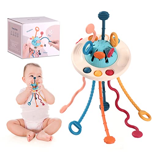 Oderra Sensorisches Montessori, Squeeze Zahnen Babyspielzeug, Weiche Zugschnur Spielzeug Geschenke für 18 Monate Baby Kleinkind Jungen Mädchen von Oderra