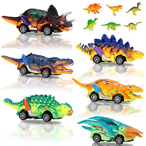 Oderra Dinosaurier Auto Spielzeug, Dinosaurier Spielzeug 12 PCS, Geschenke für Jungen Mädchen Mehrfarbig von Oderra