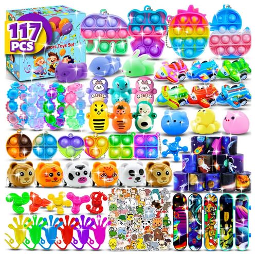 OdiuK 117 Stück Fidget Toys Set, OdiuK Anti Stress Spielzeug Angst Relief Finger Toys für Kinder Partygeschenke Autismus und ADHS Spielzeug Sensorisches Tressabbau Set für Kinder und Erwachsene von OdiuK