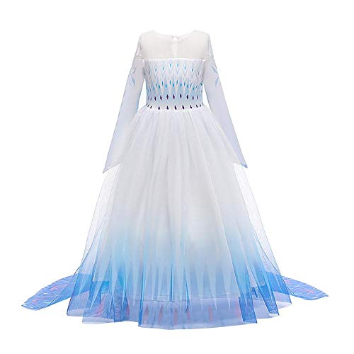 Elsa Kostüm Mädchen Kinder Anna Eiskönigin 2 Verkleidung Verkleidungskiste Prinzessin Kleid Halloween Weihnachten Karneval Geburtstag Party Cosplay Faschingskostüme Blau 2-langarm 1PC 11-12 Jahre von Odizli