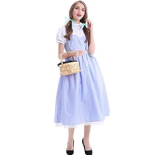 Odizli Alice im Wunderland Kostüm Damen Prinzessin Verkleidung Verkleidungskiste Maid Kleid Halloween Weihnachten Karneval Fasching Cosplay Faschingskostüme Alice Plaid 3XL von Odizli