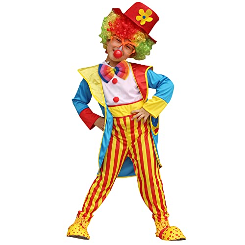 Odizli Clown Kostüm Kinder Jungen Mädchen Halloween Zirkus Weihnachten Karneval Geburtstag Party Cosplay Faschingskostüme + Clownsnasen + Clown Hut + Clown Perücke Blau 4PCS 4-5 Jahre von Odizli