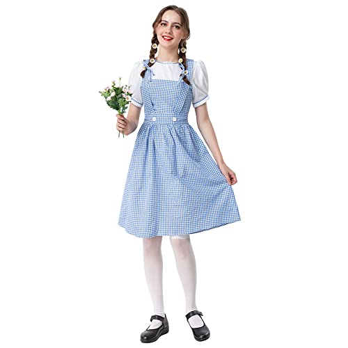 Odizli Dorothy Kostüm Erwachsene Damen Der Zauberer von Oz Verkleidung Prinzessin Verkleidungskiste Plaid Maid Kleid Halloween Weihnachten Karneval Cosplay Faschingskostüme Dorothy Damen M von Odizli