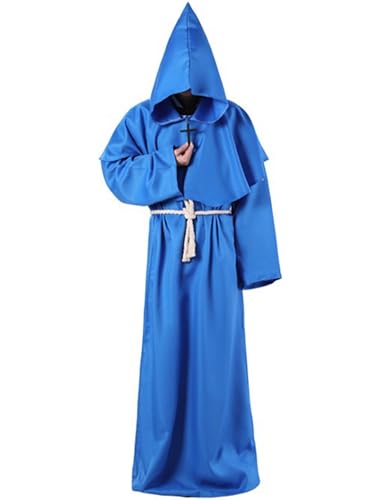 Odizli Mönch Kostüm Herren Mönchskutte Männer Mittelalter Priester Sensenmann Ghostface Robe Schwarz Umhang mit Kapuze Halloween Karneval Fasching Fastnacht Verkleidung Faschingskostüm Blau XXL Odizli Mönch Kostüm Herren Mönchskutte Männer Mittelalter Priester Sensenmann Ghostface Robe Schwarz Umhang mit Kapuze Halloween Karneval Fasching Fastnacht Verkleidung Faschingskostüm Blau XXL von Odizli