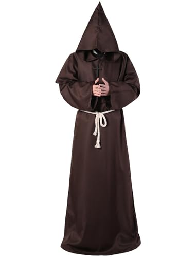Odizli Mönch Kostüm Herren Mönchskutte Männer Mittelalter Priester Sensenmann Ghostface Robe Schwarz Umhang mit Kapuze Halloween Karneval Fasching Fastnacht Verkleidung Faschingskostüm Braun XXL Odizli Mönch Kostüm Herren Mönchskutte Männer Mittelalter Priester Sensenmann Ghostface Robe Schwarz Umhang mit Kapuze Halloween Karneval Fasching Fastnacht Verkleidung Faschingskostüm Braun XXL von Odizli