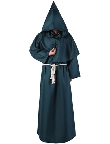 Odizli Mönch Kostüm Herren Mönchskutte Männer Mittelalter Priester Sensenmann Ghostface Robe Schwarz Umhang mit Kapuze Halloween Karneval Fasching Fastnacht Verkleidung Faschingskostüm Grün XXL Odizli Mönch Kostüm Herren Mönchskutte Männer Mittelalter Priester Sensenmann Ghostface Robe Schwarz Umhang mit Kapuze Halloween Karneval Fasching Fastnacht Verkleidung Faschingskostüm Grün XXL von Odizli
