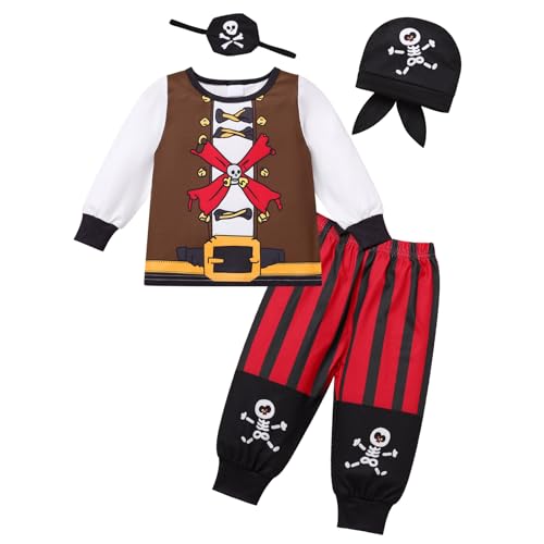 Odizli Piratenkostüm Kinder Baby Jungen Skelett Piraten Kostüm Langarm Top + Hosen + Augenpatch + Kopftuch Outfit Halloween Karneval Fasching Cosplay Faschingskostüm Schwarz Rot 2-3 Jahre Odizli Piratenkostüm Kinder Baby Jungen Skelett Piraten Kostüm Langarm Top + Hosen + Augenpatch + Kopftuch Outfit Halloween Karneval Fasching Cosplay Faschingskostüm Schwarz Rot 2-3 Jahre von Odizli