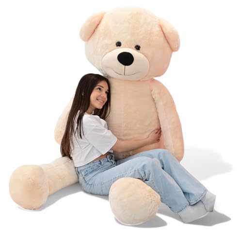 Odolplusz Riesen Teddybär XXL, 220 cm, Plüsch Kuscheltier mit Silikonisierten Faserbällchen (Beige) von Odolplusz