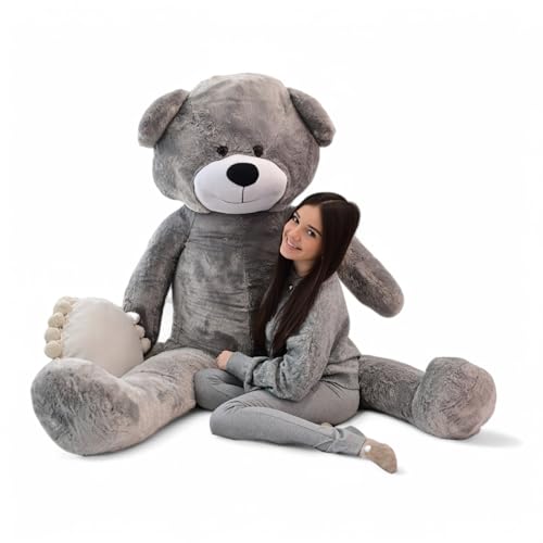 Odolplusz Teddybär 220cm GIGANT Groß Teddy Bear Plüschbär Stofftier Kuscheltier Plüschtier XXL, grau von Odolplusz