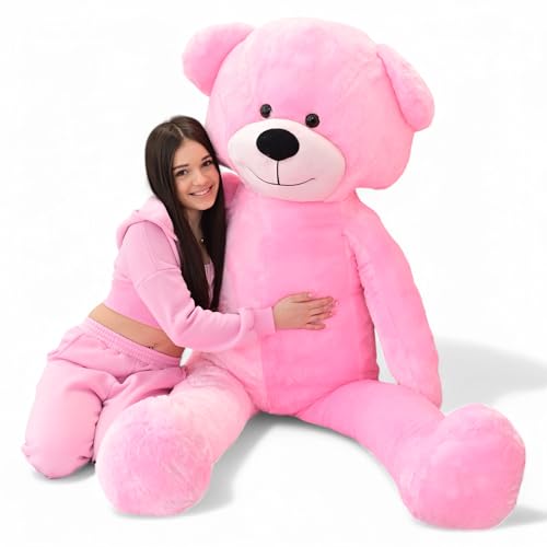 Odolplusz Riesen Teddybär XXL, 220 cm, Plüsch Kuscheltier mit Silikonisierten Faserbällchen (Rosa) von Odolplusz