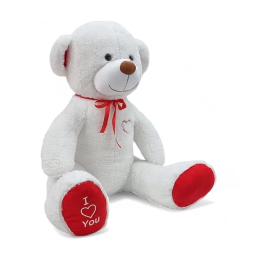 Odolplusz Teddybär Plüschbär Kuscheltier Stofftier Schmusebär Teddy Geschenkidee 190cm (weiß-rot) von Odolplusz