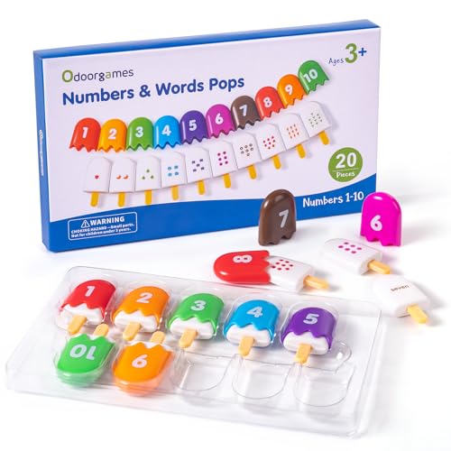 Odoorgames Mini Zahlen Pops 1-10 - Doppelseitig, Wörter & Muster - Lustiges Popsicle Spielzeug für Zahlenerkennung & Kindergarten Lernen Odoorgames Mini Zahlen Pops 1-10 - Doppelseitig, Wörter & Muster - Lustiges Popsicle Spielzeug für Zahlenerkennung & Kindergarten Lernen von Odoorgames