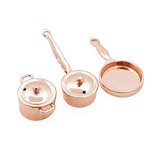 Odoria 1/12 Miniatur Topf und Pfanne 3 Stück Puppenhaus Küche Zubehör, Kupfer Odoria 1/12 Miniatur Topf und Pfanne 3 Stück Puppenhaus Küche Zubehör, Kupfer von Odoria