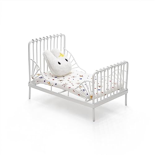 Odoria 1/12 Miniatur Bett Metall mit Matratze Puppenhaus Möbel Zubehör, Weiß von Odoria