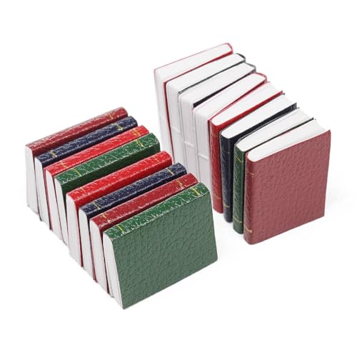 Odoria 1/12 Miniatur Puppenhaus Bücher Leder Buch Miniaturen Puppenstube Deko Zubehör für Arbeitszimmer Bibliothek, 16 Stück von Odoria