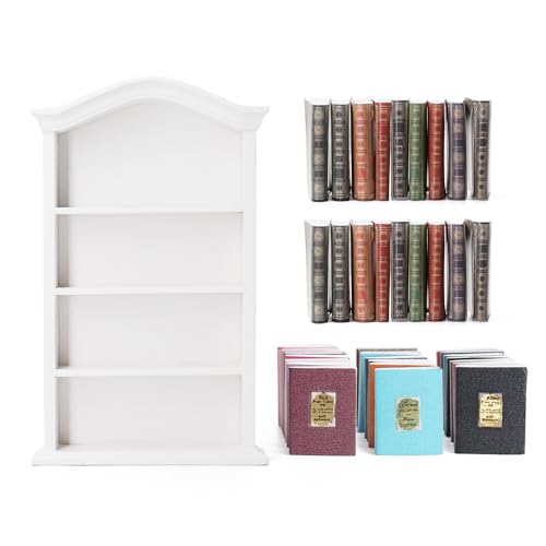 Odoria 1/12 Miniatur Puppenhaus Bücherregal Regal mit Bücher Buch 42 Stück Miniaturen Puppenstube Möbel Zubehör, Weiß Odoria 1/12 Miniatur Puppenhaus Bücherregal Regal mit Bücher Buch 42 Stück Miniaturen Puppenstube Möbel Zubehör, Weiß von Odoria